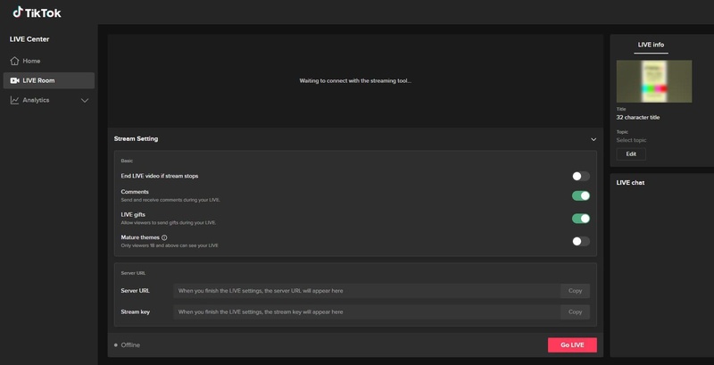 tiktok live stream key