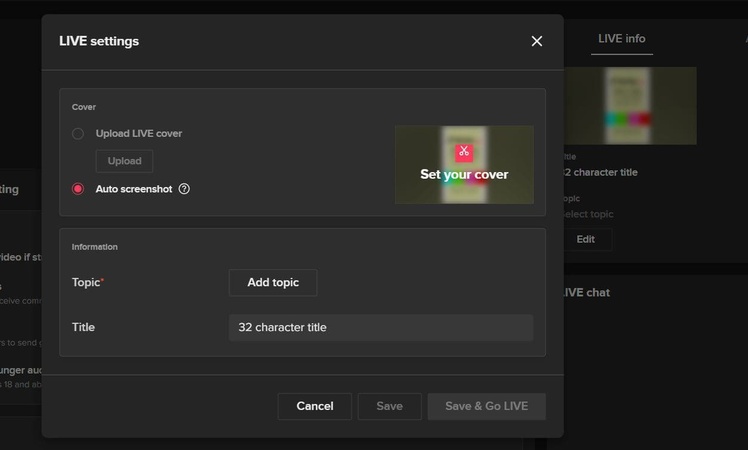 tiktok live studio stream key
