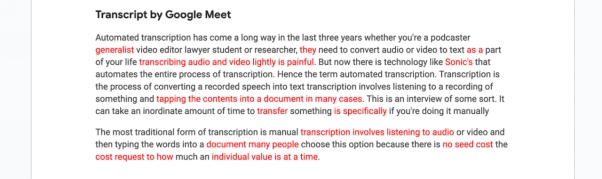 transcribe google meet recording