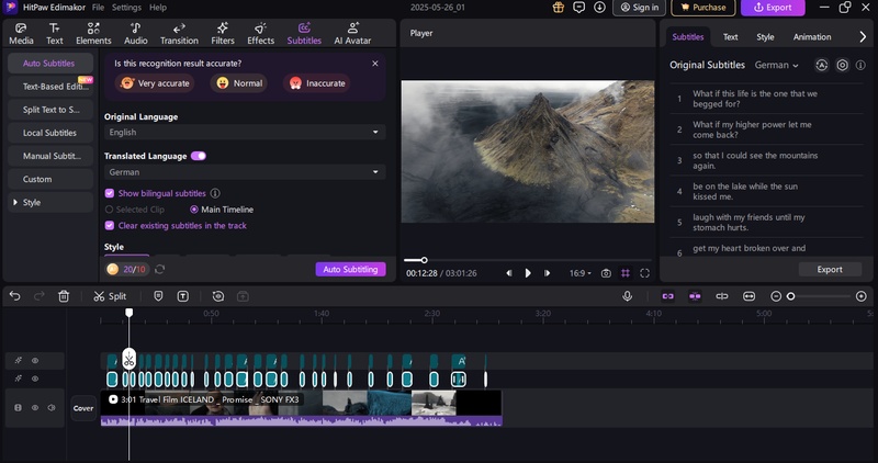 translated subtitles generated