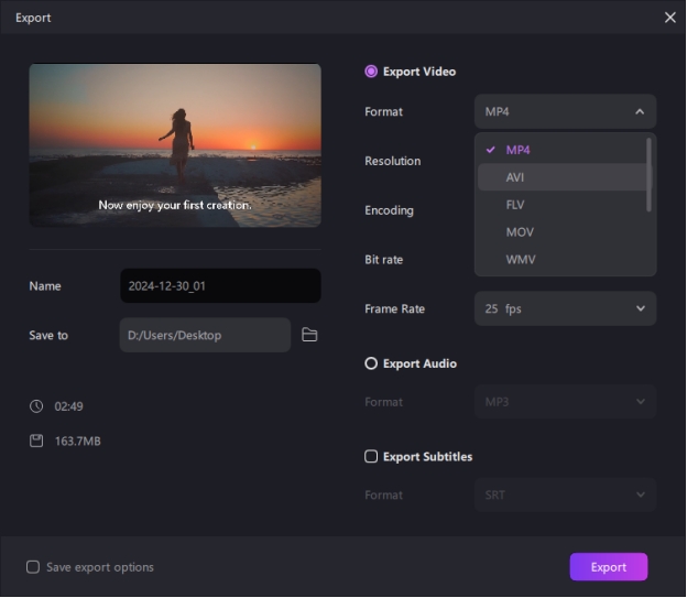 edimakor convert avi