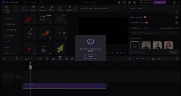 allow vocal remove processing