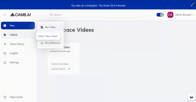 camb ai create new project
