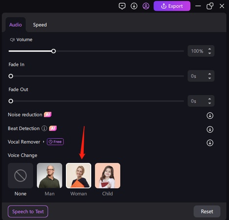 edimakor ai woman voice changing and editing