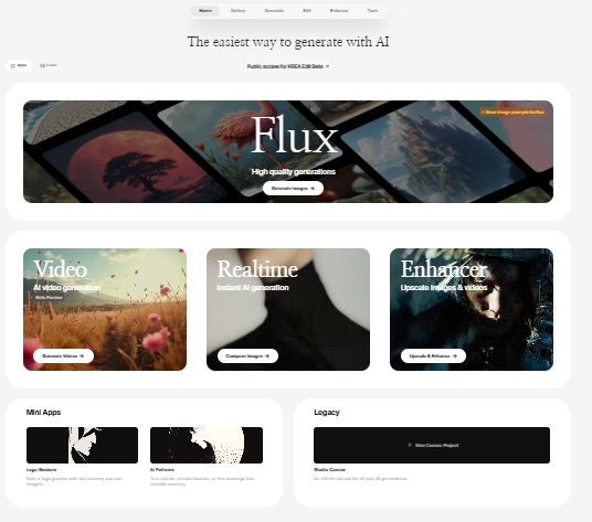 examine the dashboard of krea ai