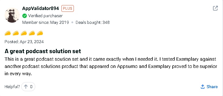 exemplary ai user review