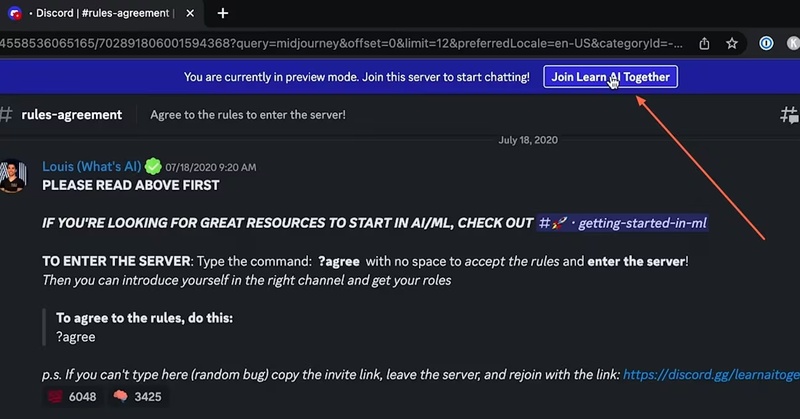 Join the Midjourney Server
