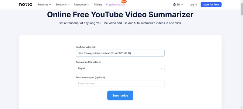 notta youtube影片摘要