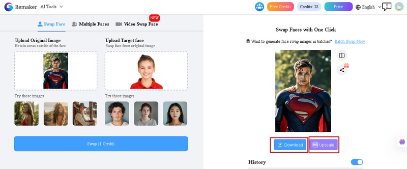 remaker ai face swap api