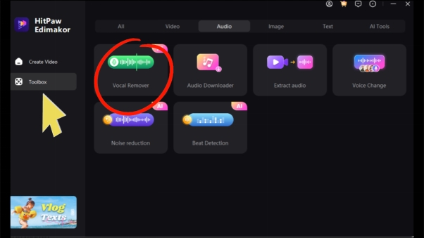 select the vocal remover tool