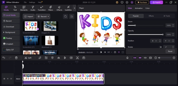 video editing for kids utilize basic editing tools