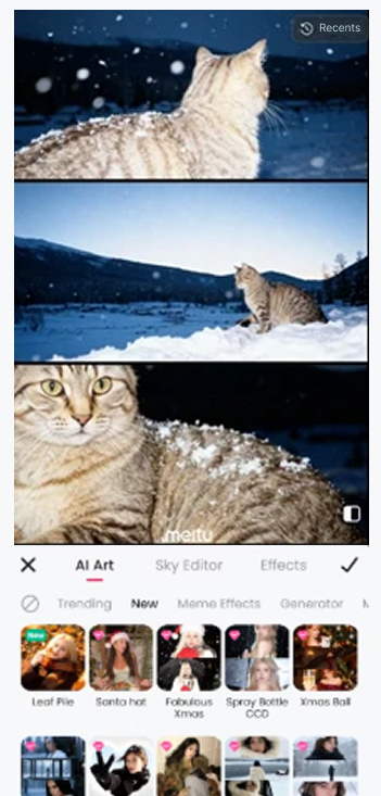 Meitu AI Snowing Night effect
