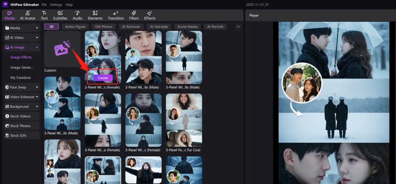 snowy night photo filter