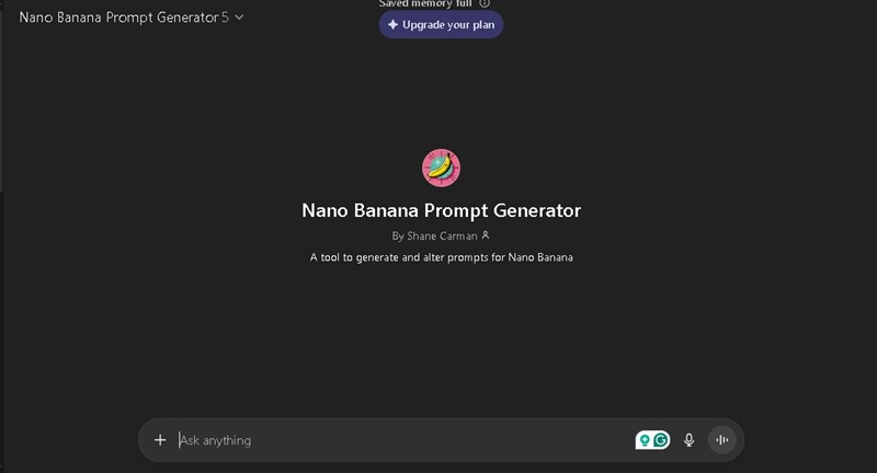 chatGPT nano banana prompt generator