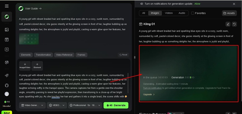 kling o1 Espera el Procesamiento
