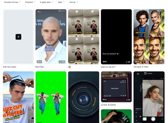 CapCut에서 버즈컷 필터 사용하기 1