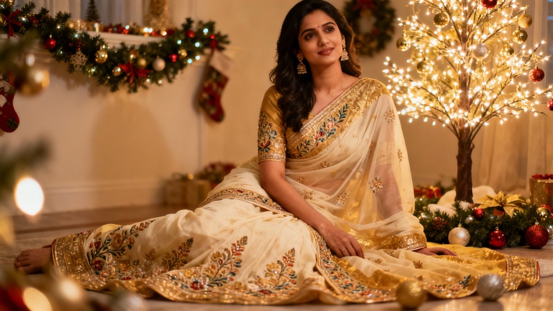 elegant saree christmas