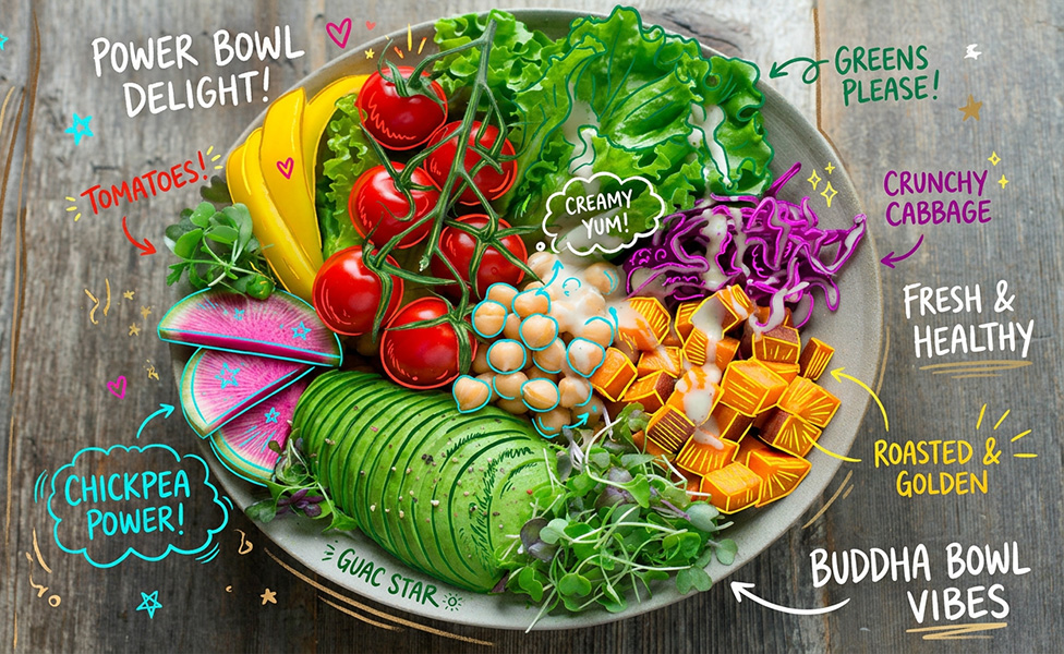 gemini ai prompts for food doodle overlay style