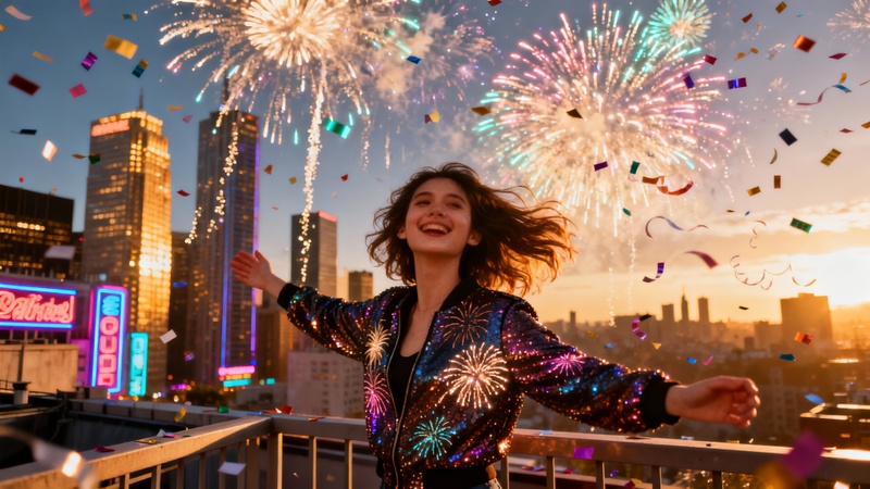 ai new year photo prompts city rooftop celebration
