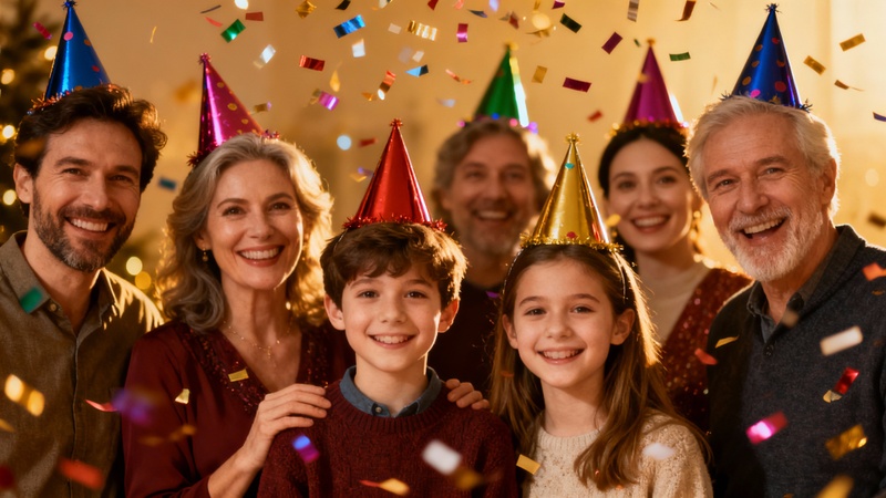 ai new year photo prompts family celebration scene