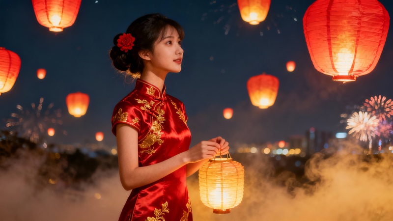 ai new year photo prompts magical lantern release