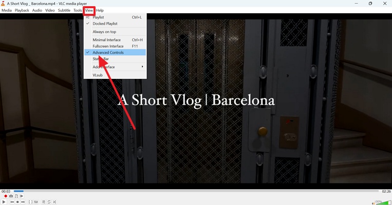 Access Advanced Options Trim Video In Vlc Player.Jpg