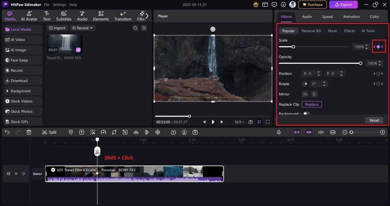 add parameters to keyframes