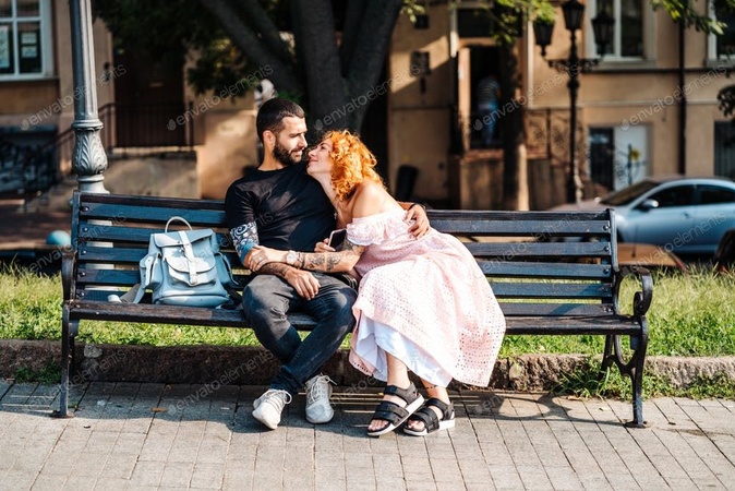 ai photo editing prompt for couple-sitting on a bench