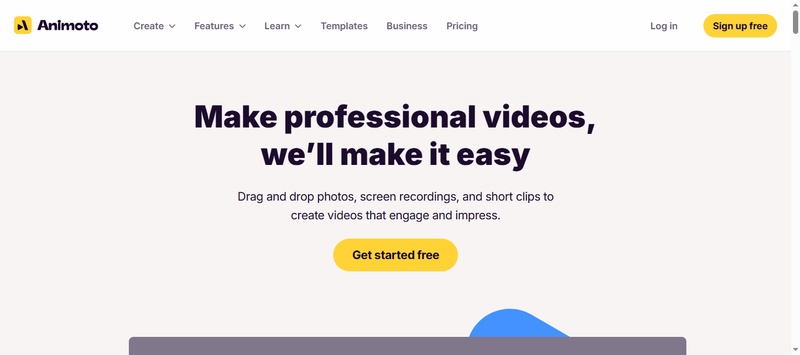 animoto website interface