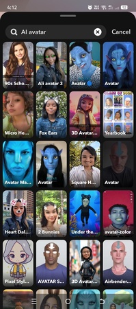 아바타 얼굴 필터