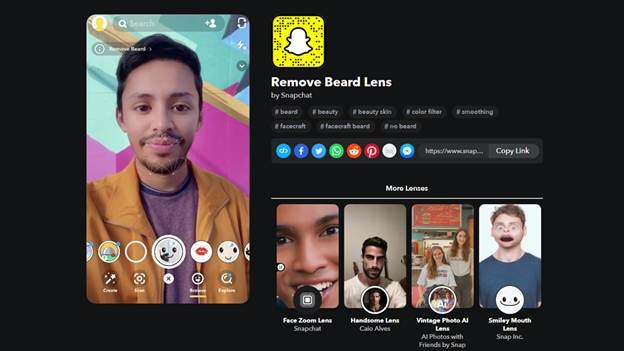beardless filter Snapchat