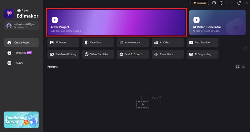 click create project