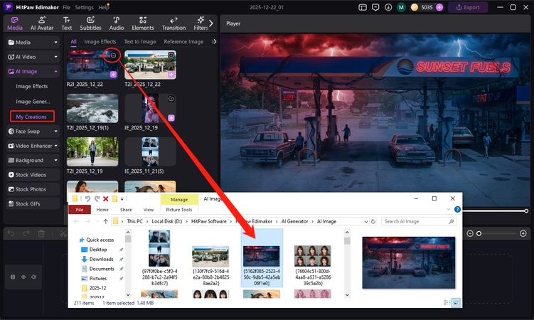 click export to save project edimakor