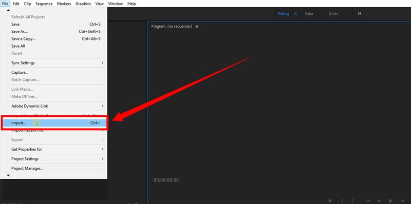 click import under file
