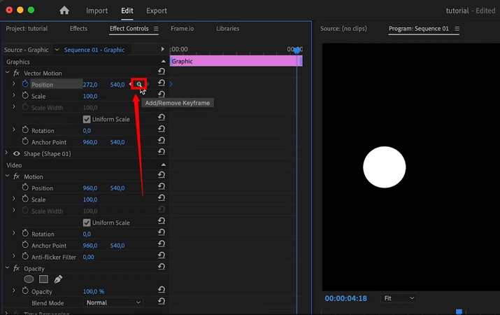 cliquez sur ajouter une image clé