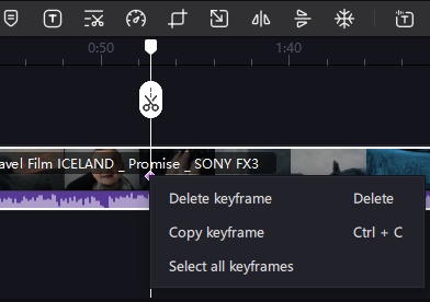 copy move or delete a keyframe