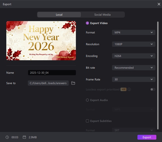 create new year card with ai edimakor 4