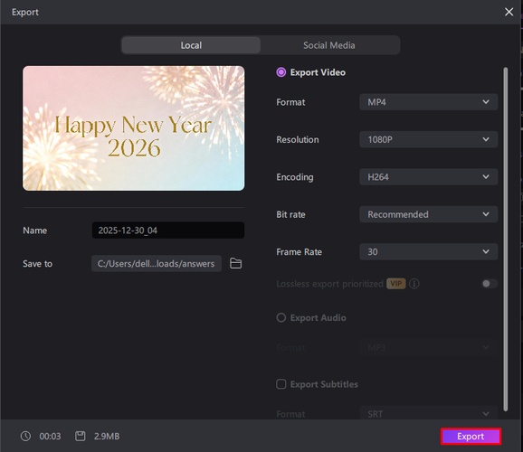 create new year card with ai edimakor