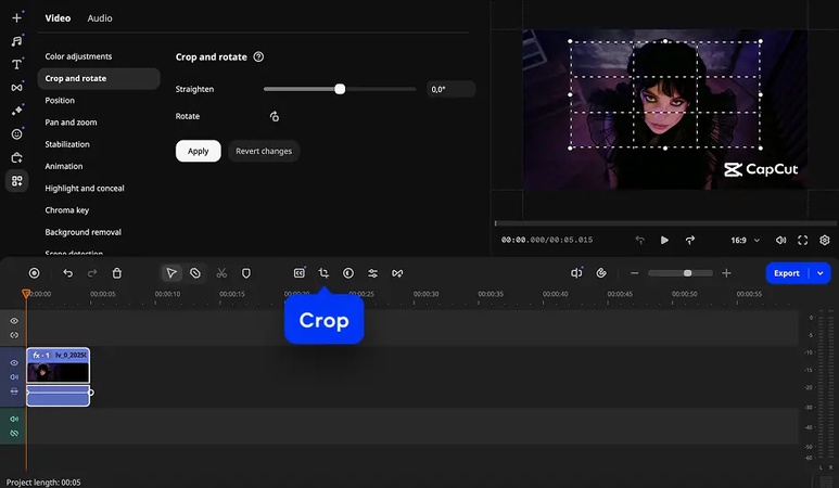 crop or resize your clip
