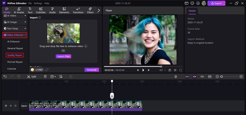 enhance video quality ai