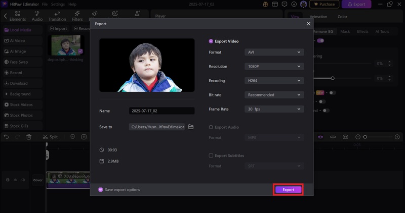 export the image