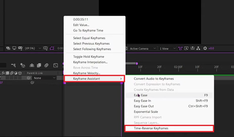 go to the time-reverse keyframes option