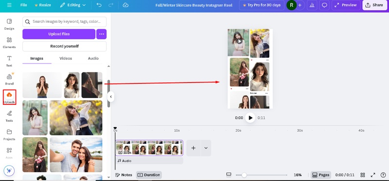 how to make a reel with photos and music on canva in hindi