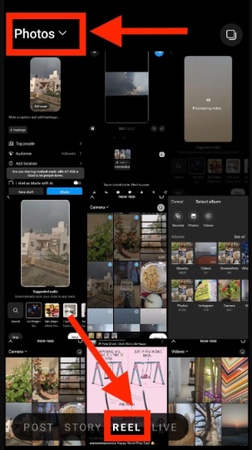 how to make a reel with photos and videos on android