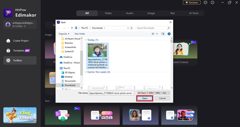 import the picture to edimakor