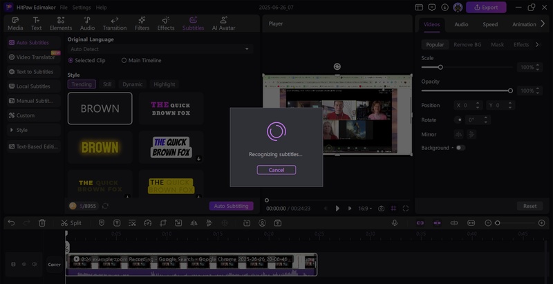 import the zoom recording
