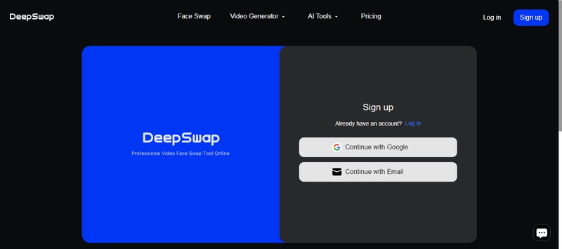 log in to deepswap ai