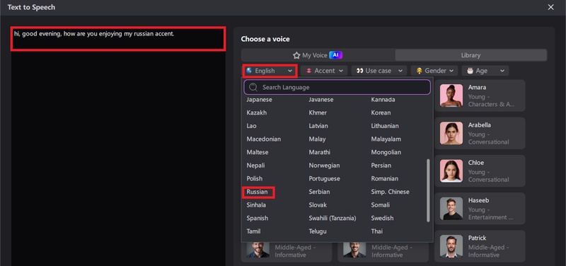 russian accent voice generator google translate