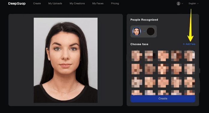 select the face
