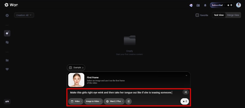 type the prompt and hit enter